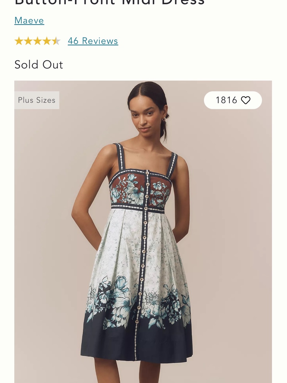 Maeve Floral Midi Dress in Brown, White, and Teal
